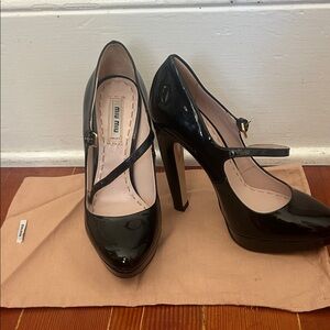 Miu Miu Black Glossy Mary Jane Heels
